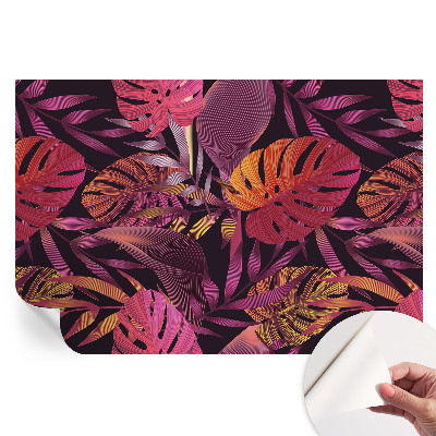 Papier peint autocollant pour le salon feuilles exotiques