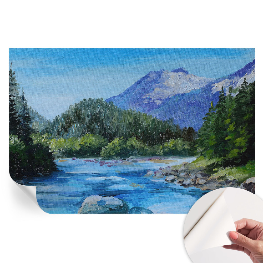 Papier peint photo autocollant pour chambre motif paysages de montagne