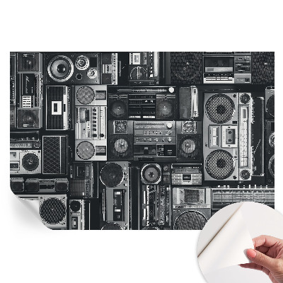Papier peint autocollant pour salon motif radio rétro