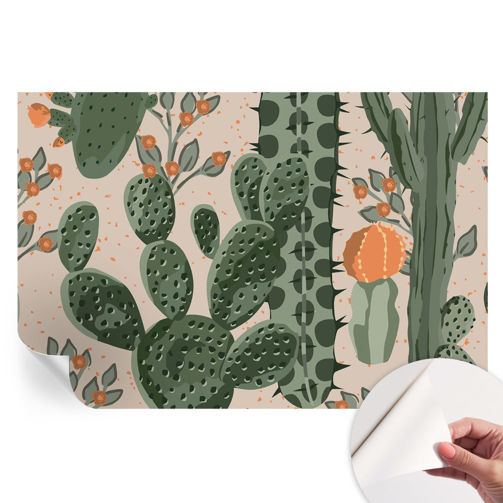 Papier peint photo autocollant pour la chambre cactus verts