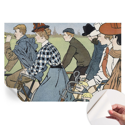 Papier peint photo moderne pour salon motif cyclistes vintage