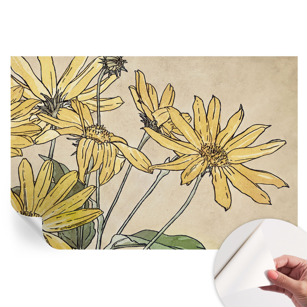 Papier peint photo moderne pour le salon Fleurs à l'aquarelle