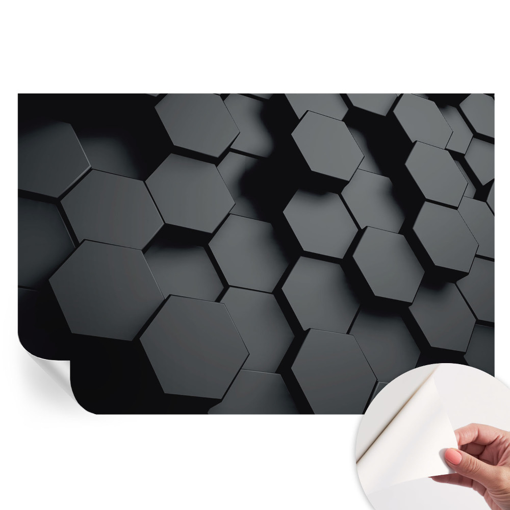 Papier peint photo autocollant hexagones 3D pour chambre