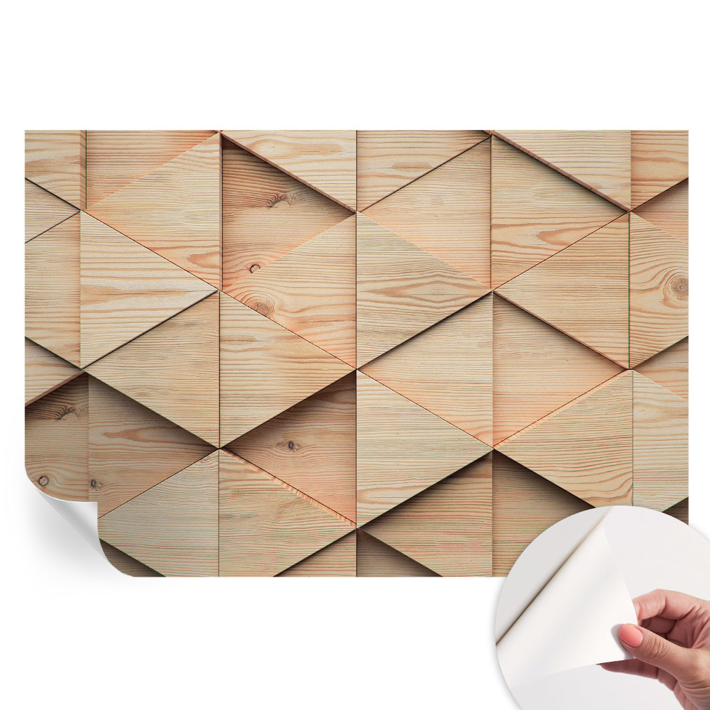 Papier peint adhésif effet mosaïque en bois pour chambre
