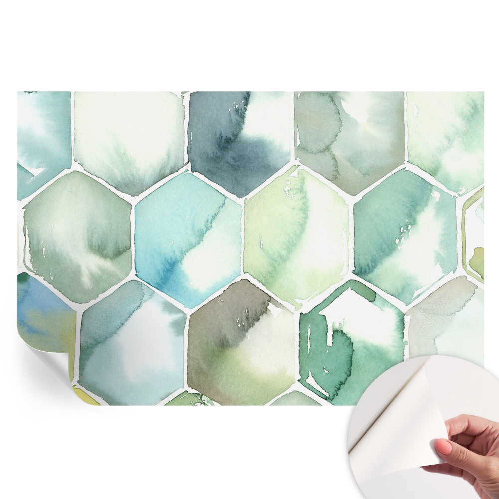 Papier peint photographique autocollant à motif hexagones pastels