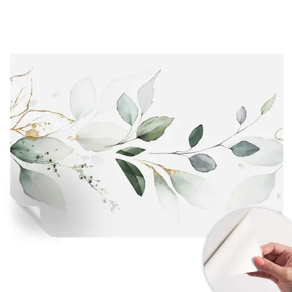 Papier peint photo moderne pour salon motif feuilles vertes