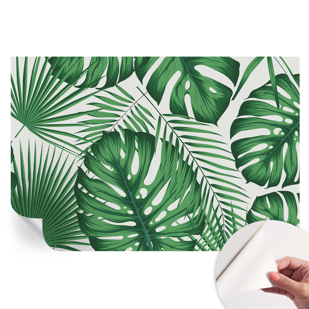 Papier peint photo autocollant motif feuilles tropicales