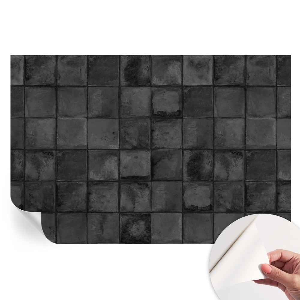 Papier peint photo autocollant pour chambre à motif carreaux gris