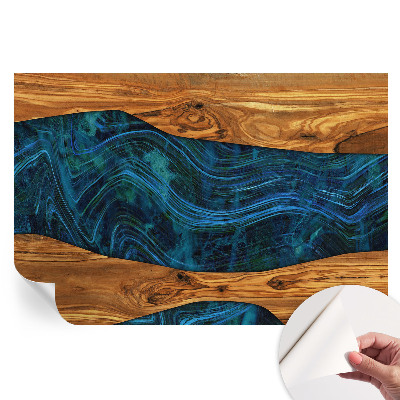 Papier peint photo moderne pour le salon Bois bleu