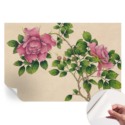 Papier peint autocollant pour salon motif roses romantiques