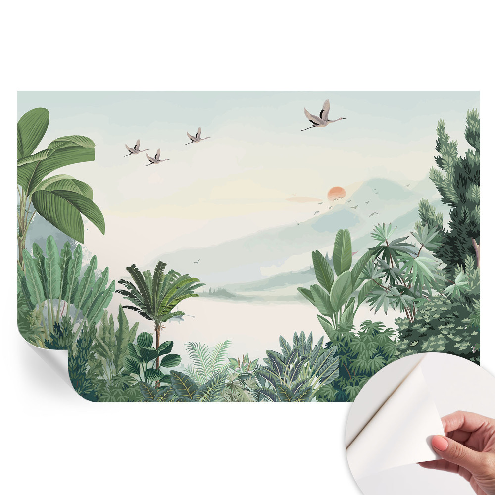 Papier peint photo moderne pour salon motif oasis tropicale