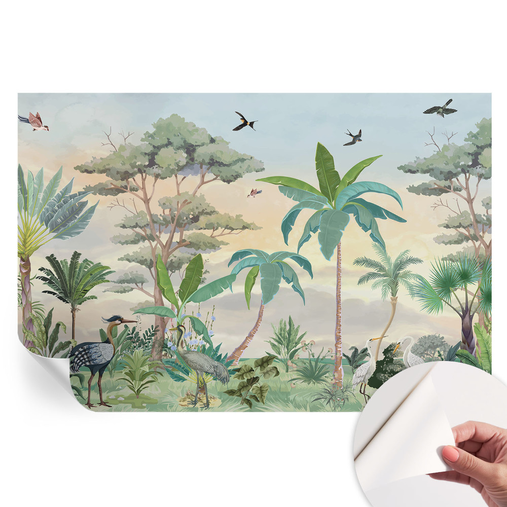 Papier peint autocollant motif flore exotique pour salon