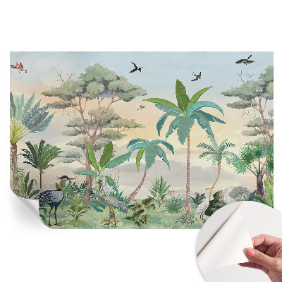 Papier peint autocollant motif flore exotique pour salon