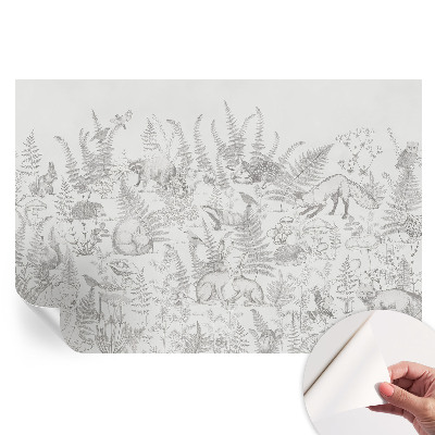 Fresque murale autocollante animaux de la forêt