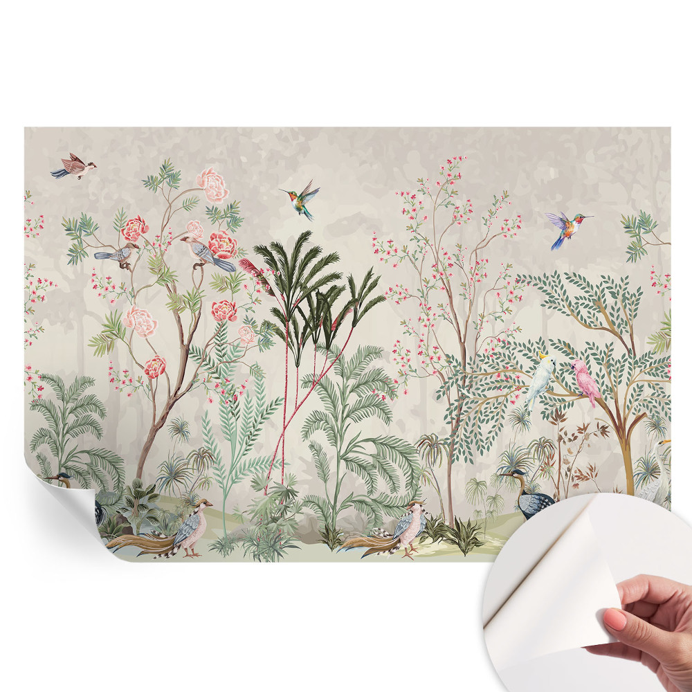 Papier peint autocollant pour le salon motif oasis tropicale