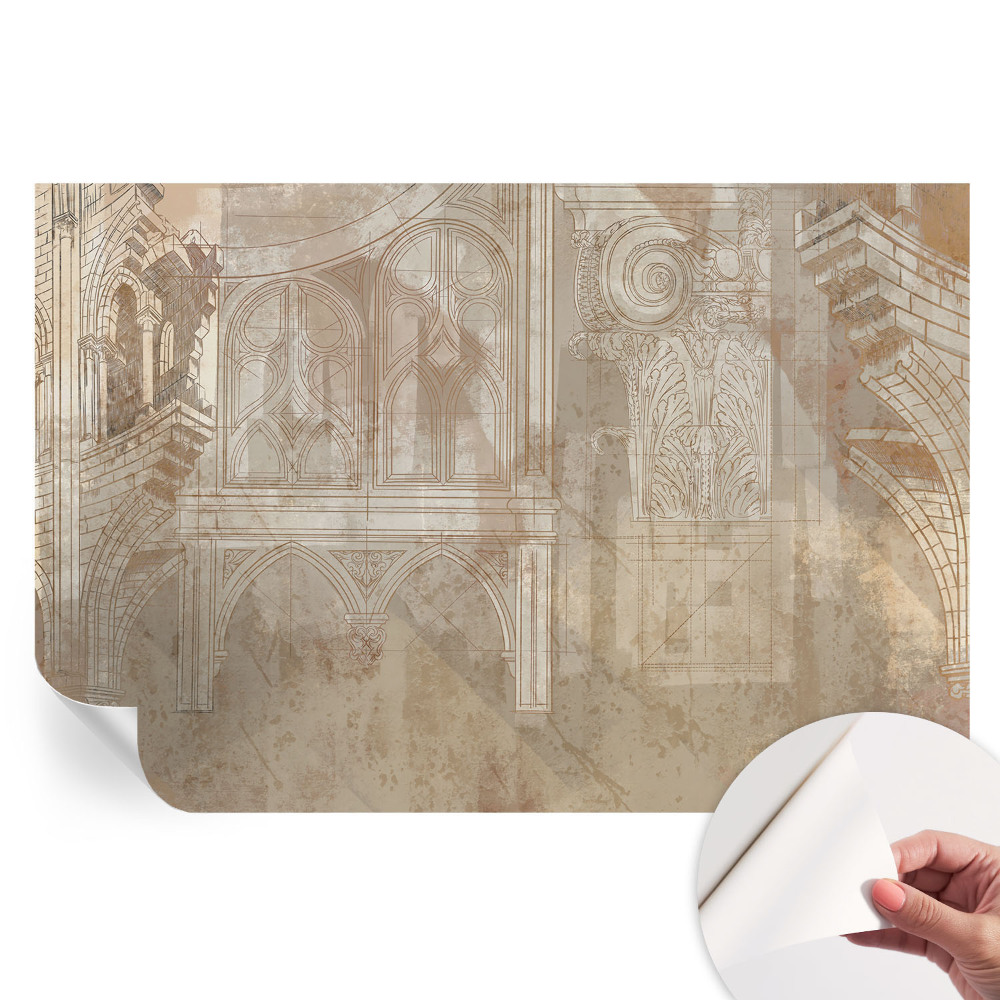 Papier peint photo autocollant avec ornements historiques pour chambre