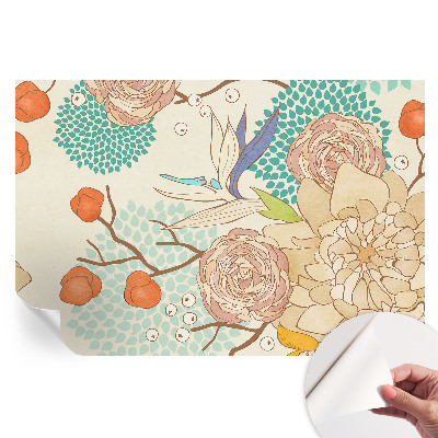 Papier peint autocollant pour le salon motif fantaisie florale
