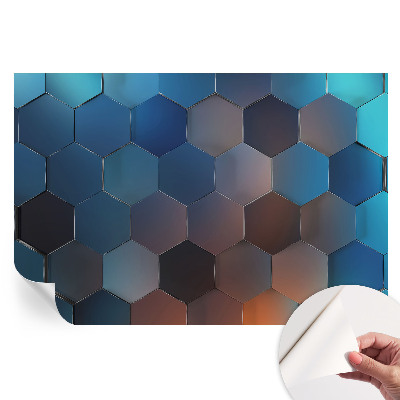 Papier peint photo autocollant pour chambre motif hexagones bleus