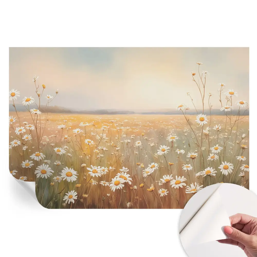 Papier peint photo moderne motif prairie fleurie pour salon