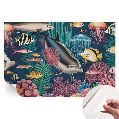 Fresque murale autocollante faune sous-marine