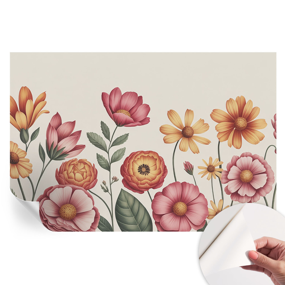 Papier peint autocollant pour salon à motif floral