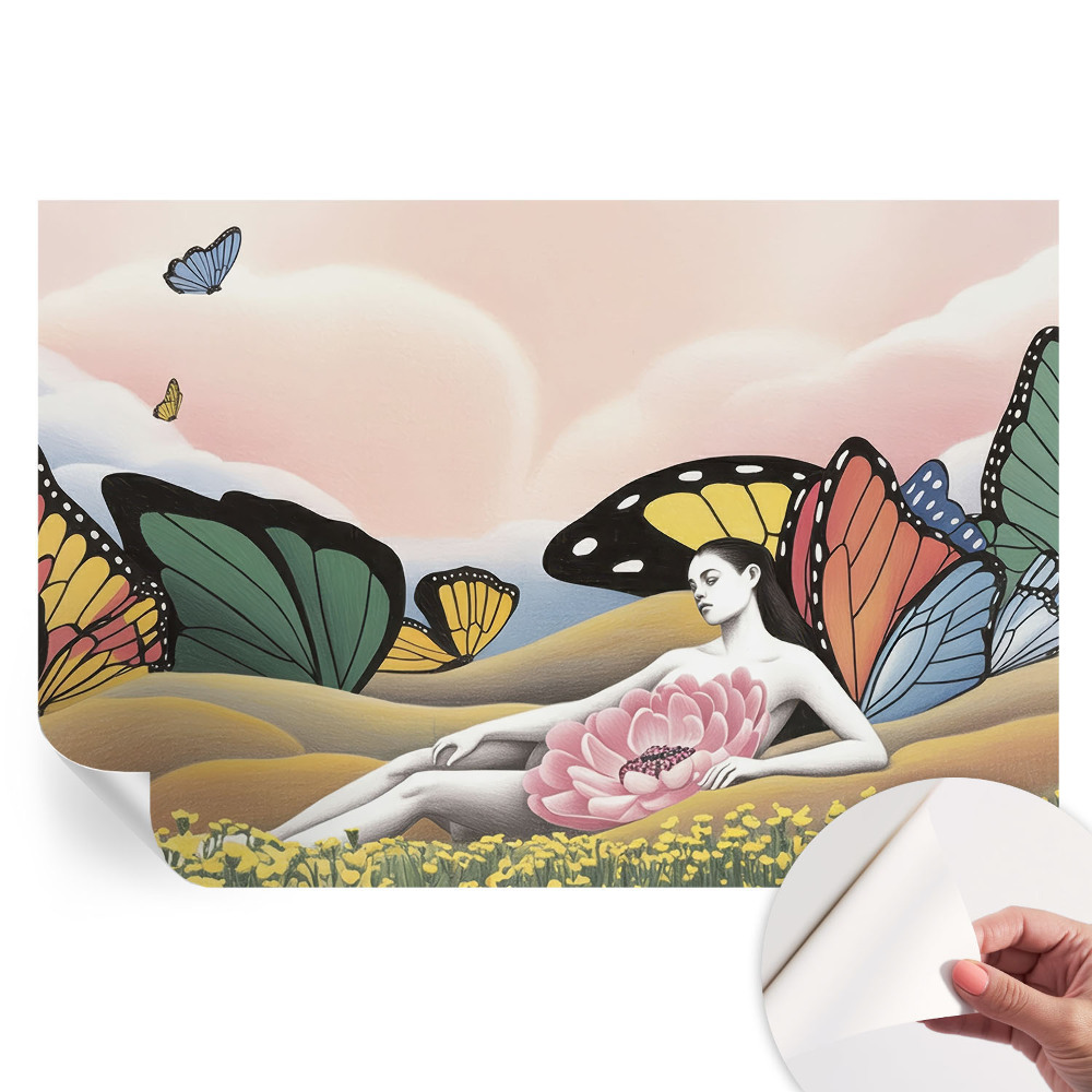 Papier peint photo autocollant Prairie aux papillons pour chambre