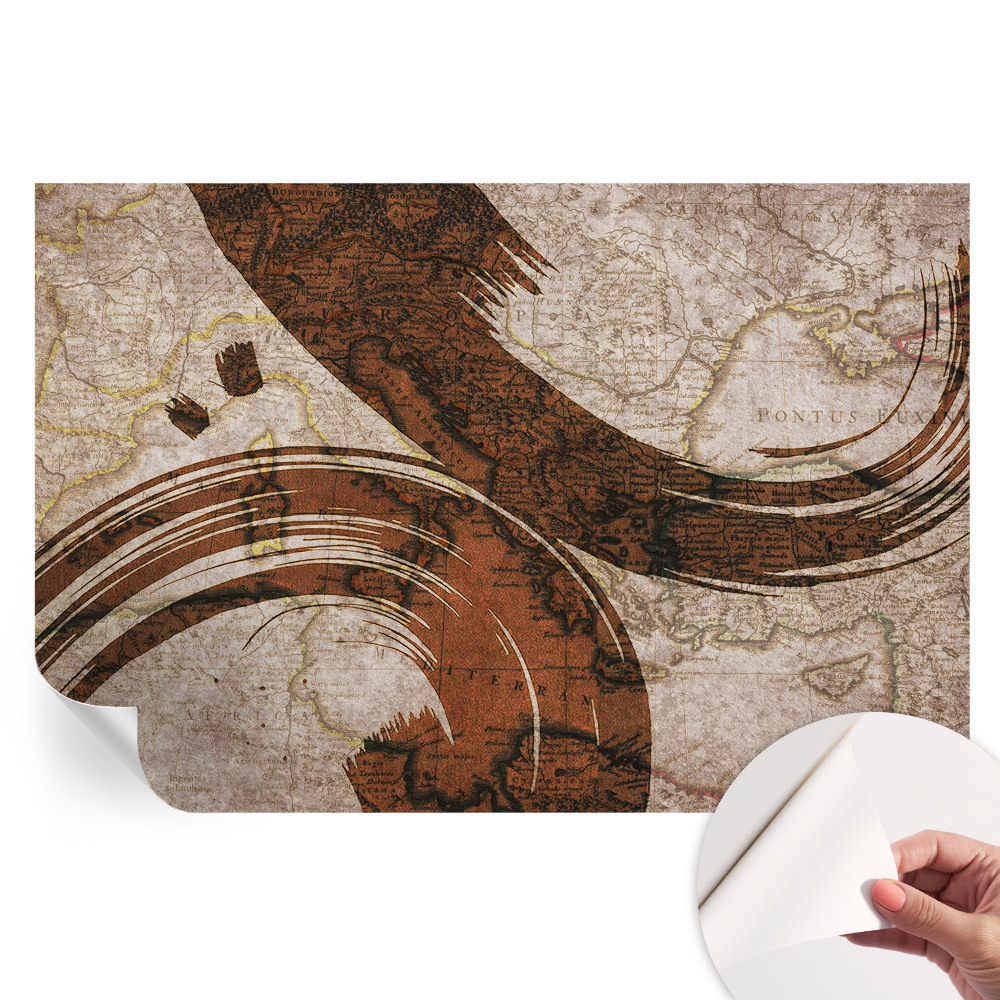 Papier peint photo autocollant motif carte artistique