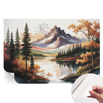 Papier peint photo moderne salon automne en montagne