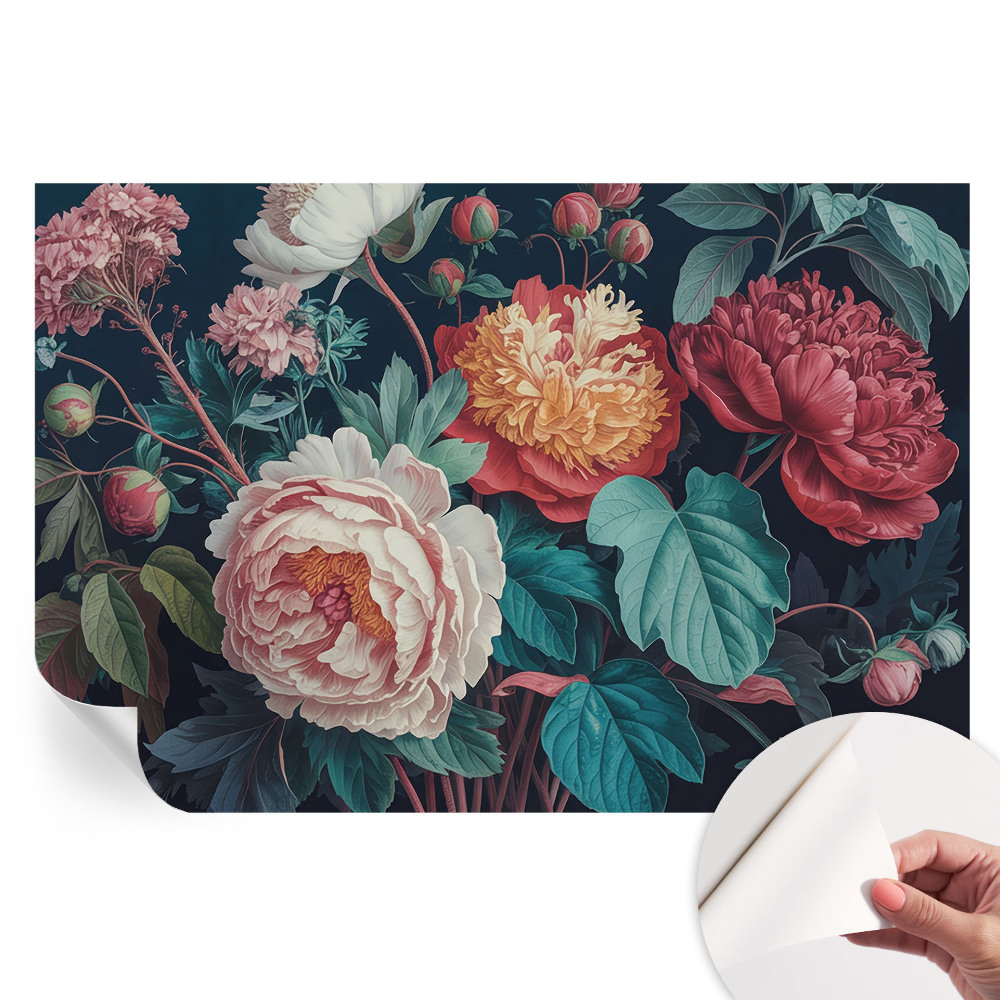 Fresque murale autocollante fleurs colorées