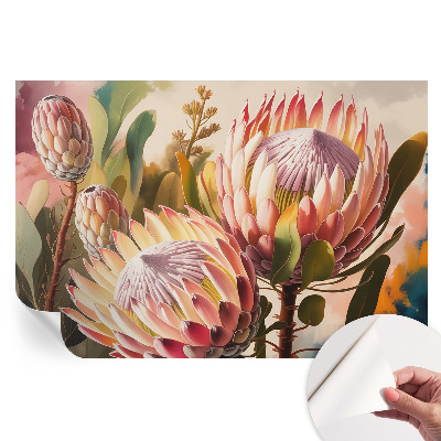 Papier peint photo autocollant pour chambre motif fleurs de protéa