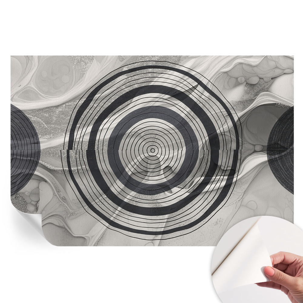 Fresque murale autocollante motifs cercles gris