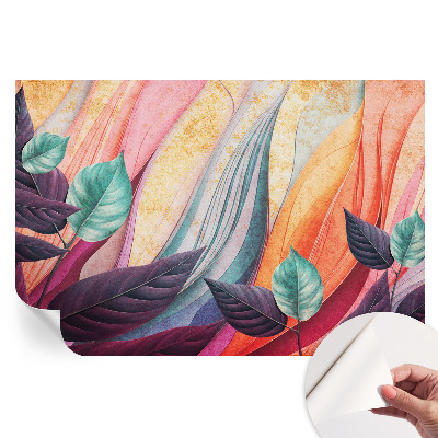 Papier peint photo autocollant pour chambre à motif de feuilles abstraites