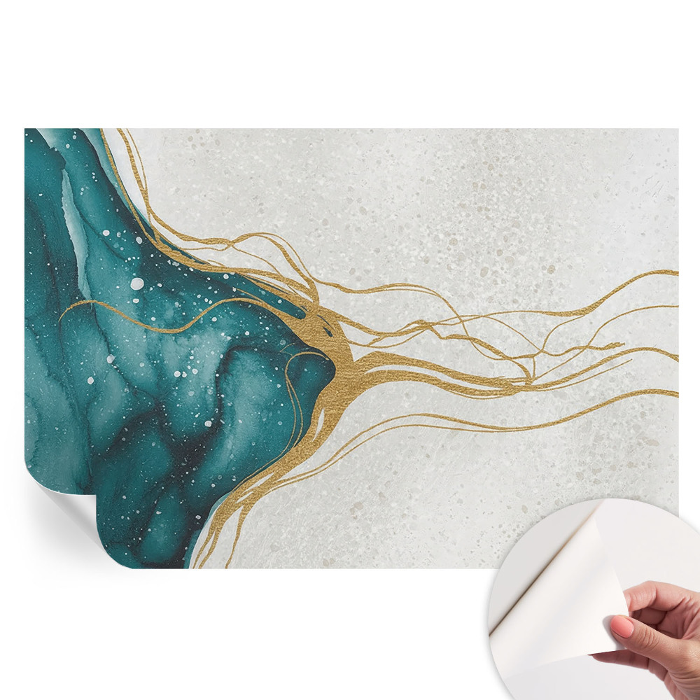 Papier peint autocollant Lignes turquoise pour le salon
