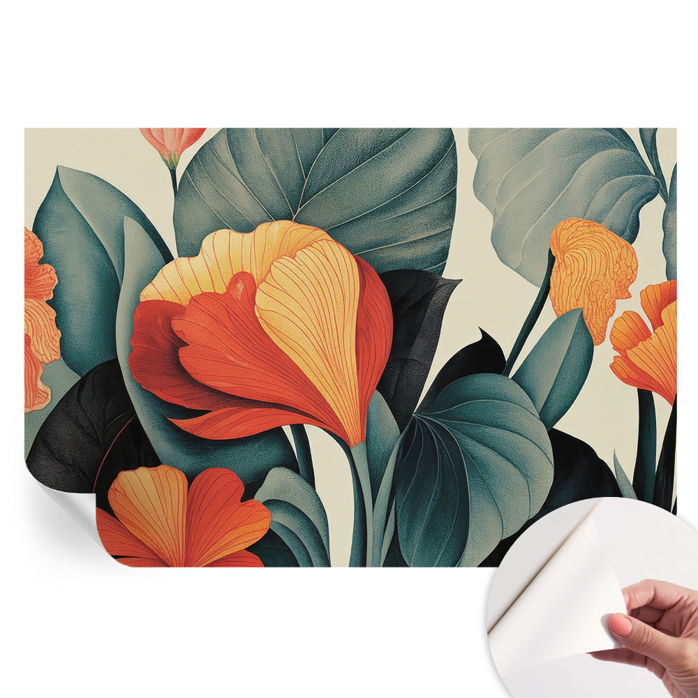 Papier peint photo moderne fleurs colorées pour salon