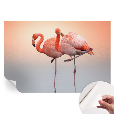Papier peint photo moderne motif flamants roses délicats pour salon