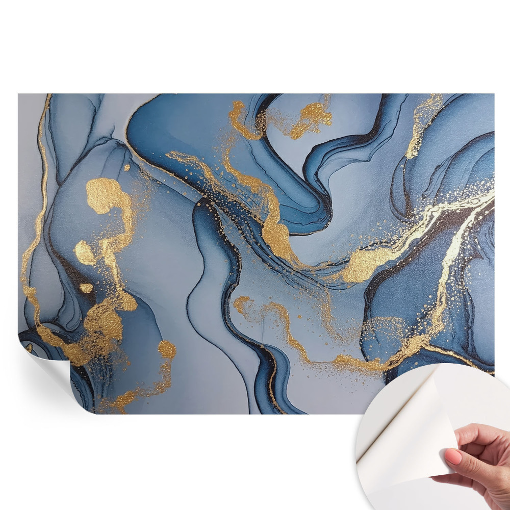 Papier peint autocollant pour salon motif vagues bleues