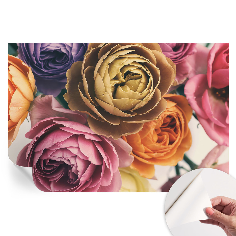Papier peint photo autocollant pour la chambre Roses colorées