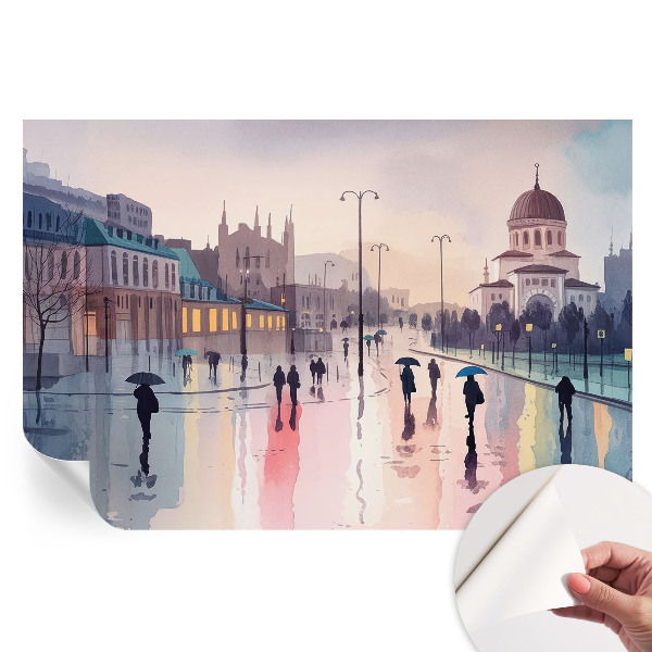 Papier peint photographique autocollant Une promenade sous la pluie