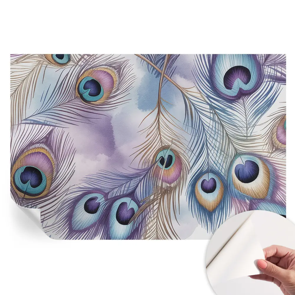 Papier peint photo autocollant pour chambre motif plumes de paon