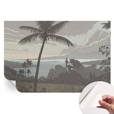 Papier peint photo autocollant paysage exotique pour chambre