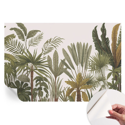Fresque murale autocollante motif feuilles exotiques