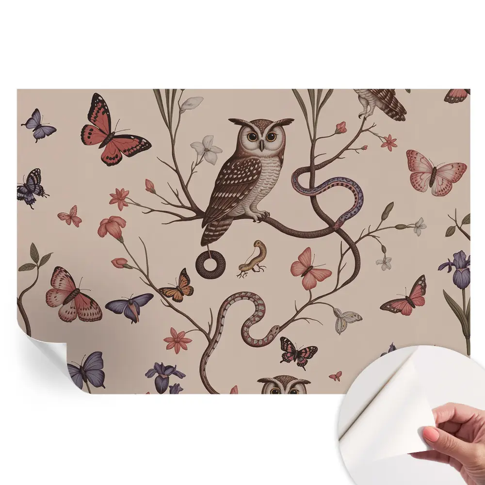 Papier peint autocollant motif hibou pour salon