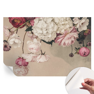 Papier peint photo autocollant pour chambre à motif de fleurs romantiques