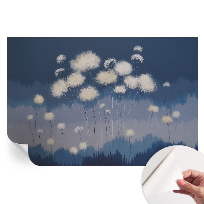Fresque murale autocollante avec motif de pissenlits blancs