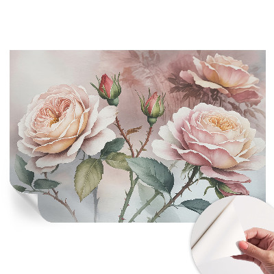 Papier peint photo autocollant roses pastel pour chambre