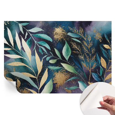 Papier peint autocollant pour salon motif feuilles botaniques