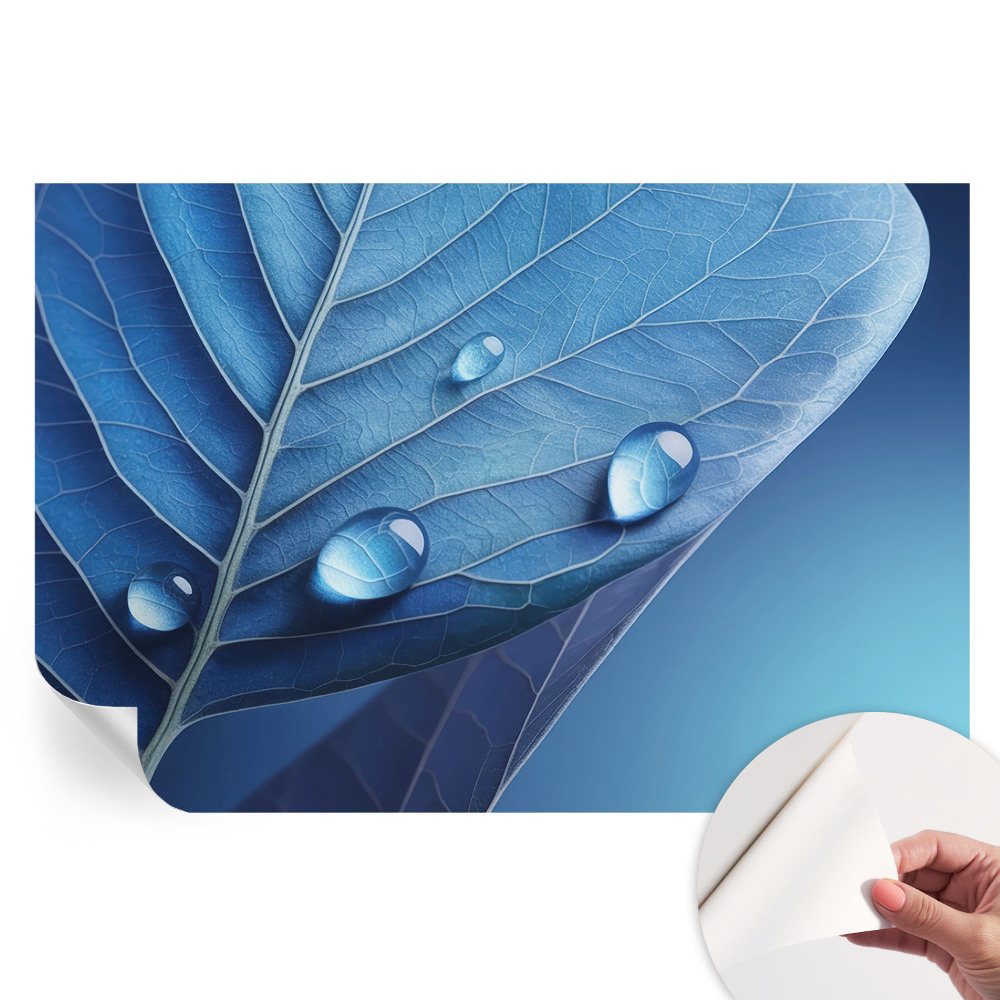 Papier peint autocollant pour le salon Feuille bleue