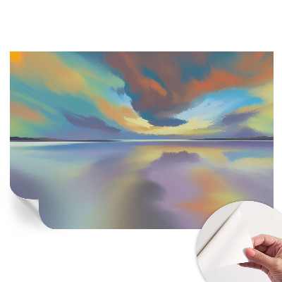 Papier peint autocollant pour salon motif coucher de soleil arc-en-ciel