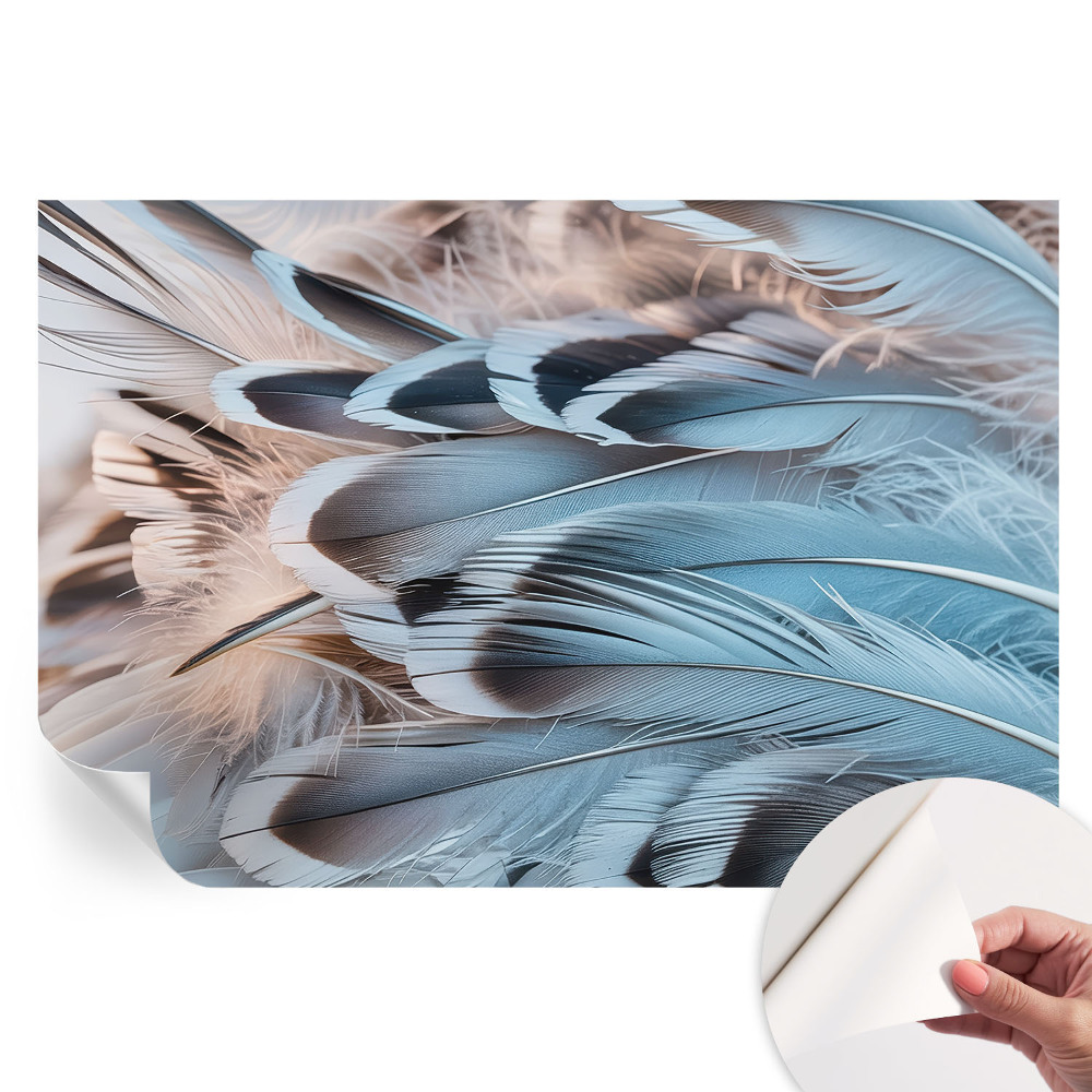 Papier peint autocollant pour le salon Plumes bleues