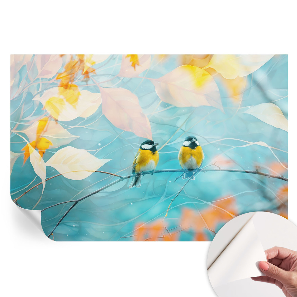 Papier peint photo autocollant oiseaux printaniers pour chambre